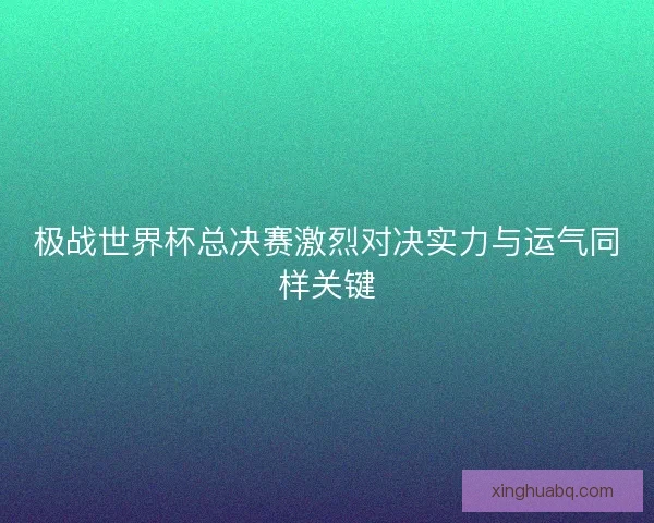 极战世界杯总决赛激烈对决实力与运气同样关键
